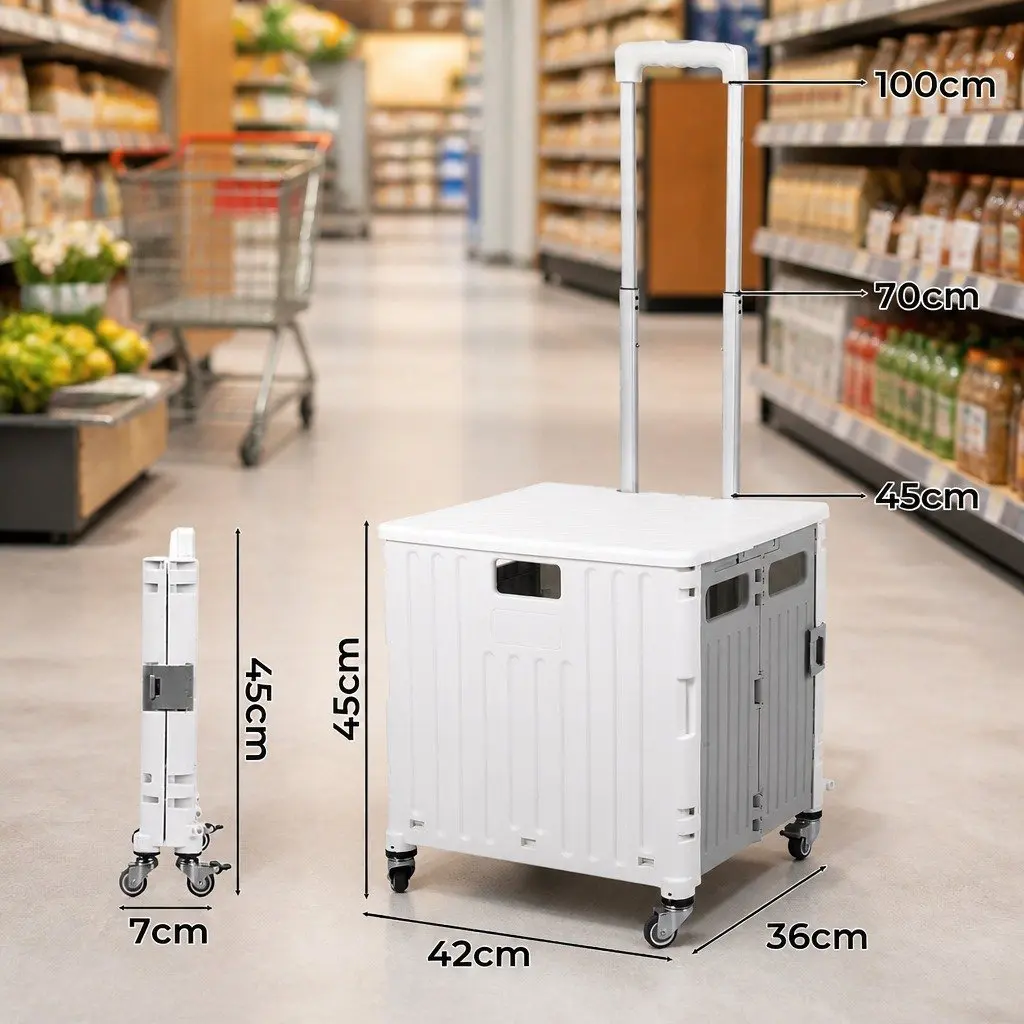 Folding Shopping Trolley Cart with Wheels
