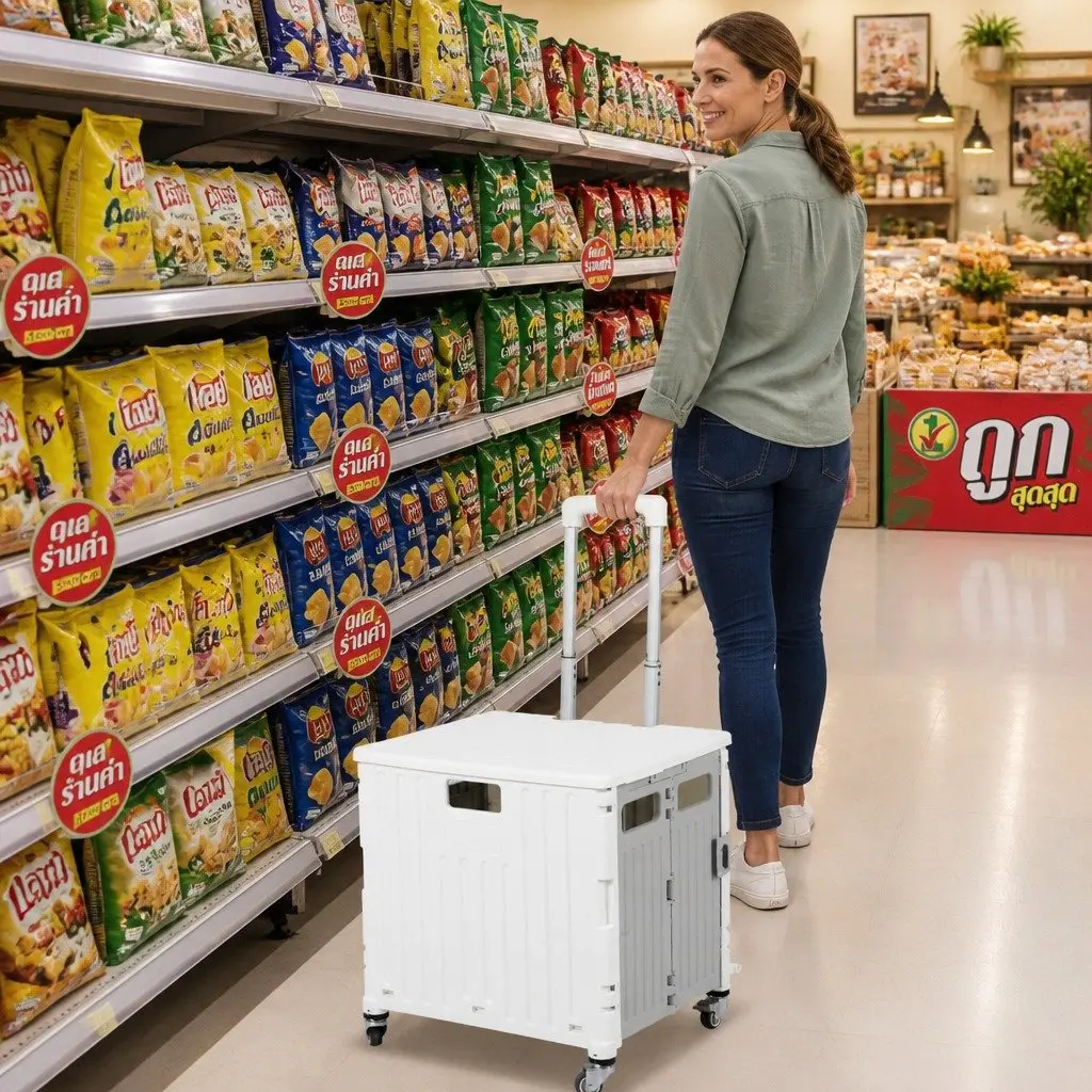 Folding Shopping Trolley Cart with Wheels