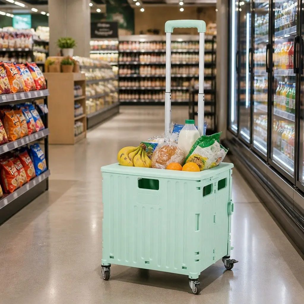 Folding Shopping Trolley Cart with Wheels Green