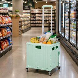 Sturdy Folding Shopping Trolley Cart with Wheels Green
