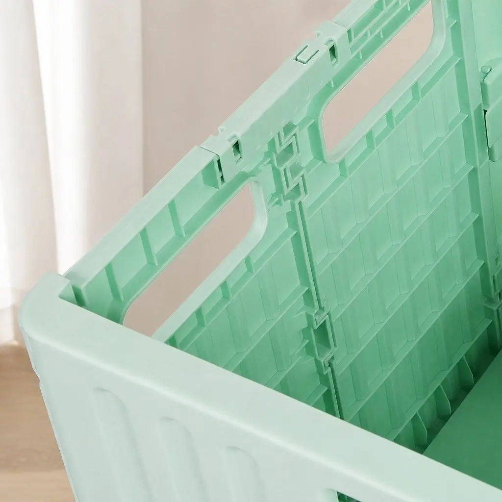 Folding Shopping Trolley Cart PP Plastic Green 42cm L x 36cm W x 45cm H