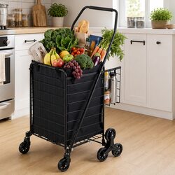 Shopping Trolley Cart Folding Utility Stair Climbing Black Lightweight Compact