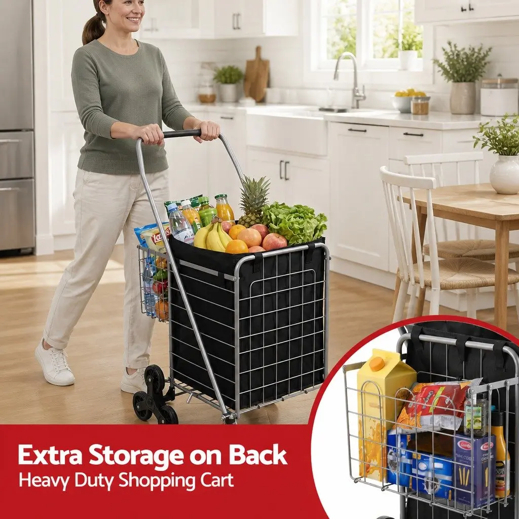 Folding Shopping Trolley Aluminium Silver