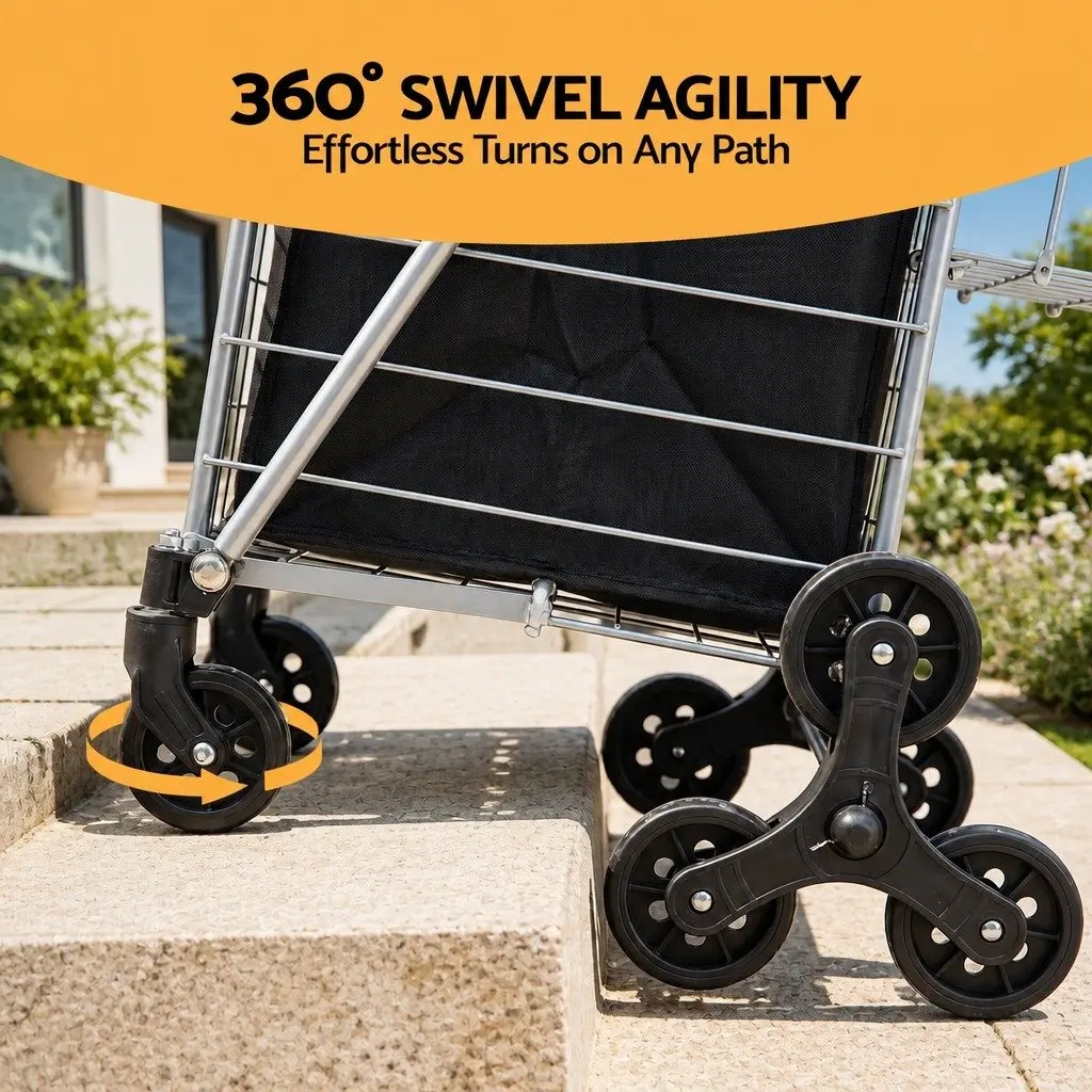 Folding Shopping Trolley Aluminium Silver