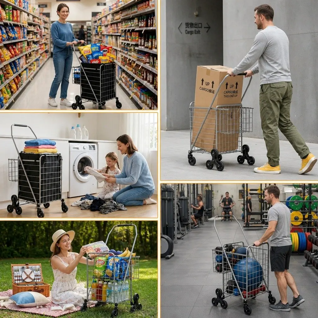 Folding Shopping Trolley Aluminium Silver