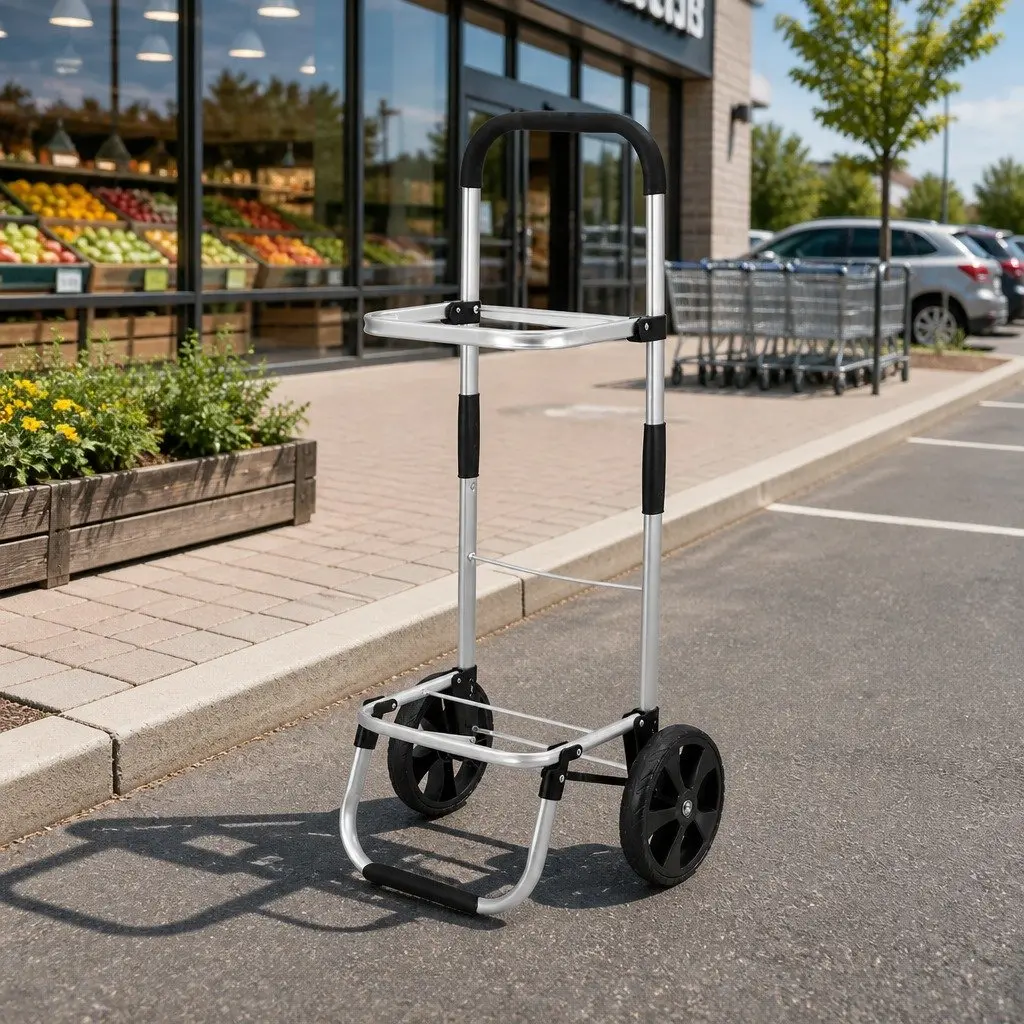 Shopping Trolley Cart Aluminium Oxford Cloth Foldable Black 45kg Capacity