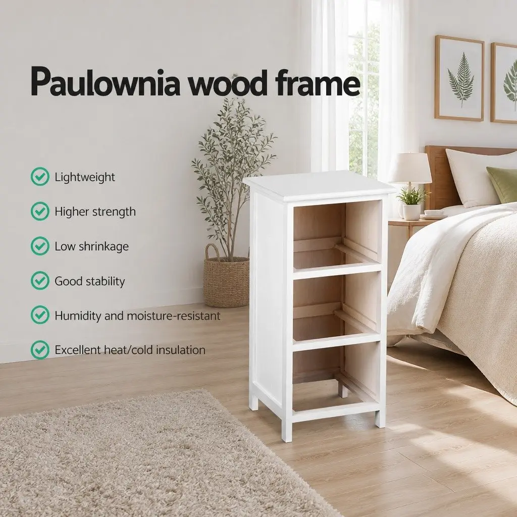 White Bedside Table with 3 Drawers