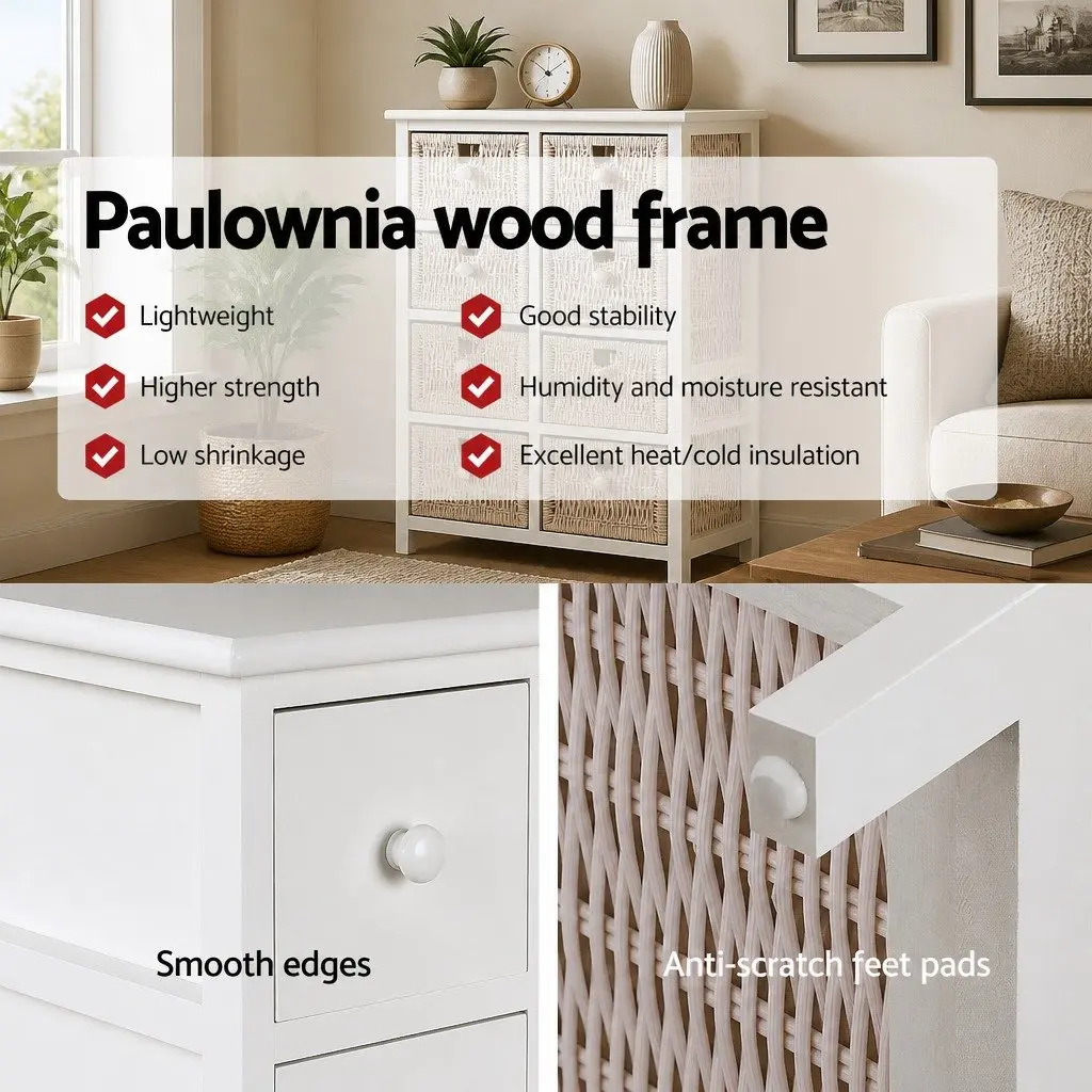 White Storage Cabinet with 5 Drawers and 5 Baskets