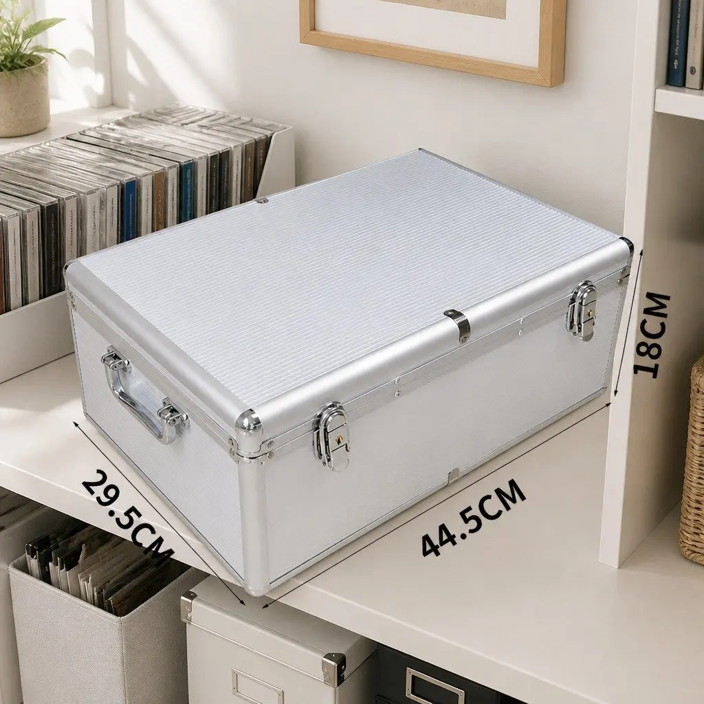 CD DVD Storage Case Aluminium 500 Disc Size 44.5cm x 31cm x 18.5cm Colour Silver