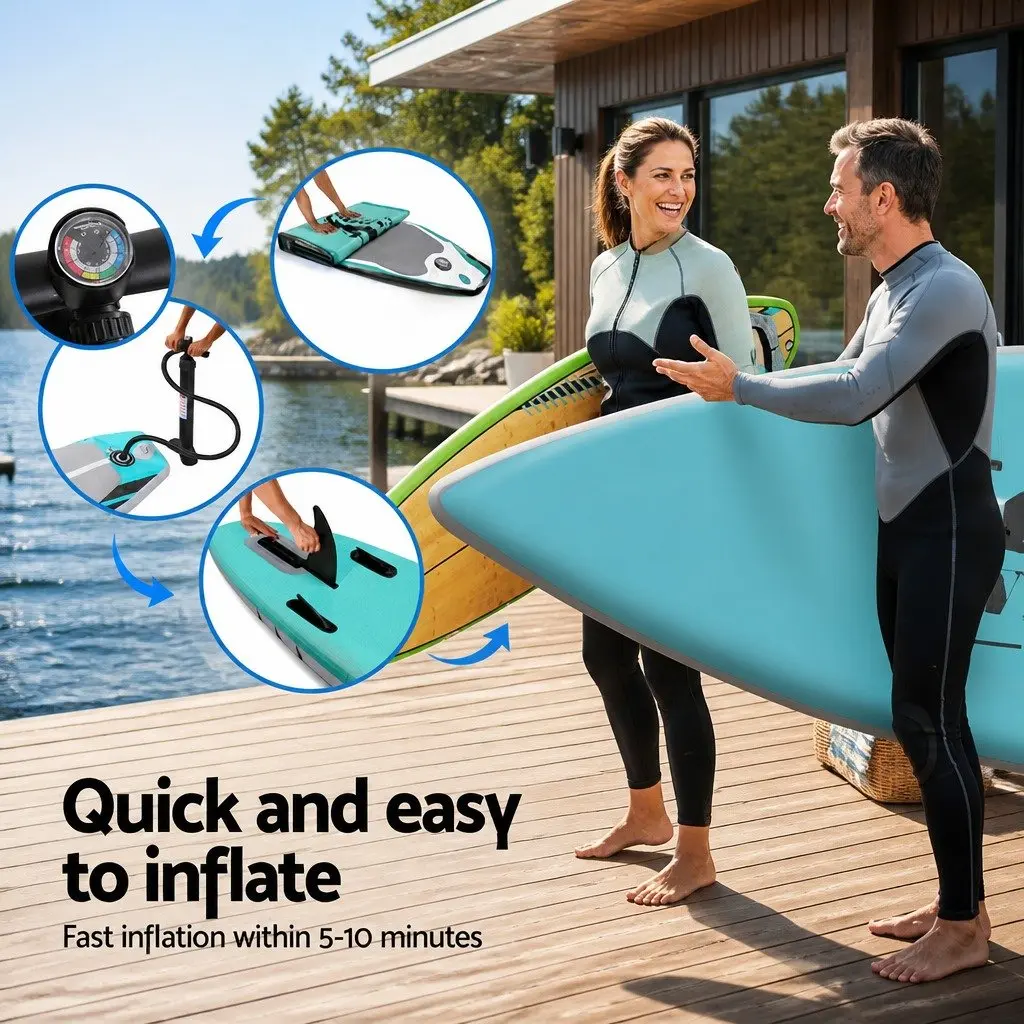 Inflatable Stand Up Paddle Board 10.5ft SUP Surfboard Paddleboard Green