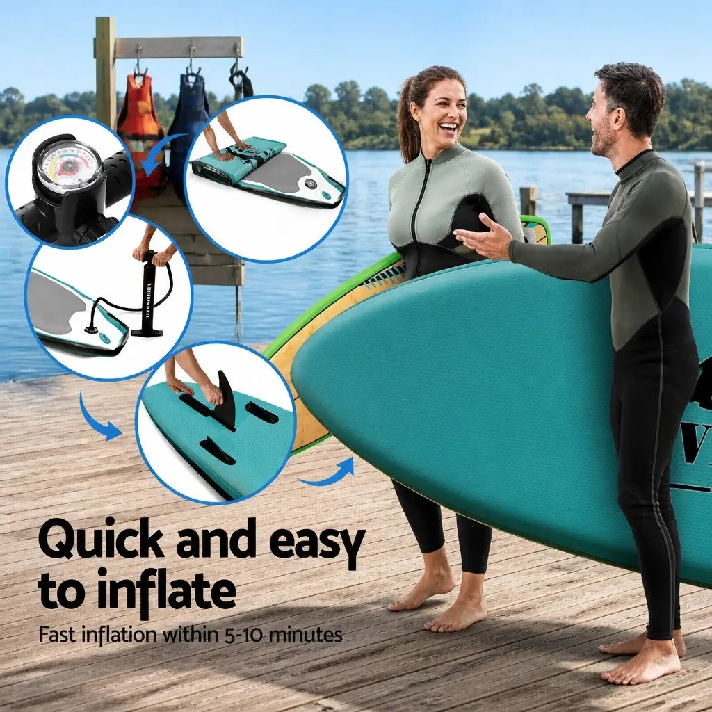 Inflatable Stand Up Paddle Board Drop-Stitch Core 10.6ft Green