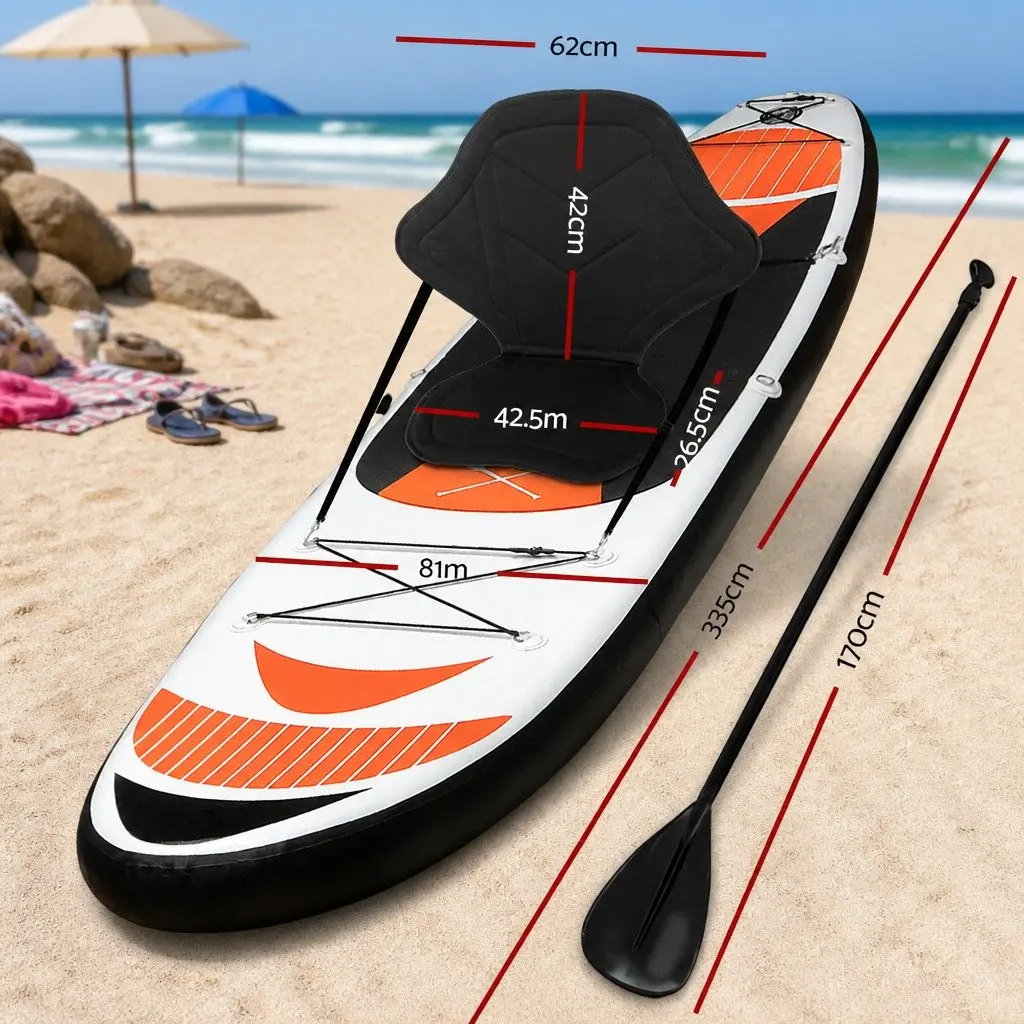 Inflatable Stand Up Paddle Board 11ft Drop Stitch Core Red with Adjustable Paddle