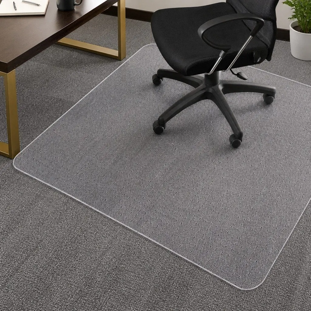Chair Mat PVC 135cm x 114cm Clear Gripper Back for Carpet Floor Protection Office Home Use