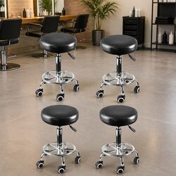 4x Premium Height Adjustable Swivel Bar Stools with Chrome Base