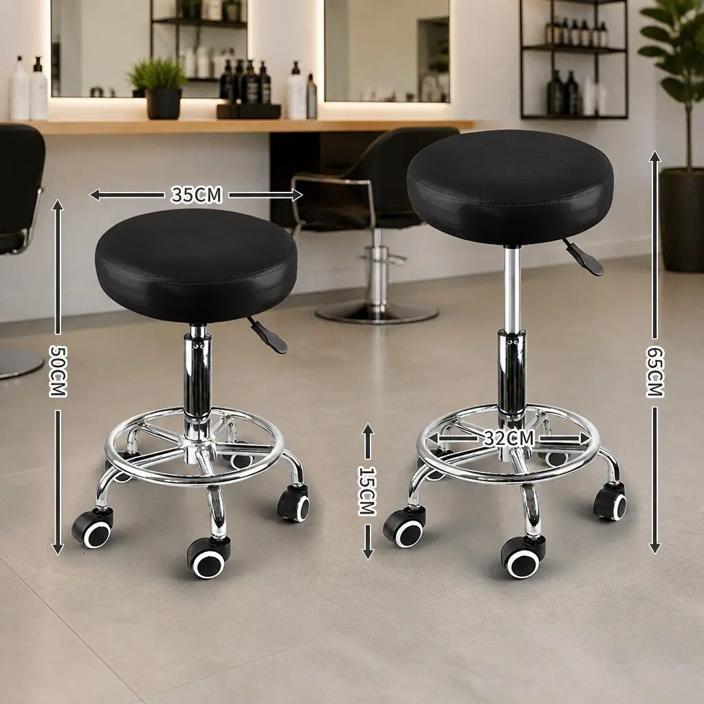 4x Swivel Bar Stools Height Adjustable Salon Hairdressing Chrome Footrest PU