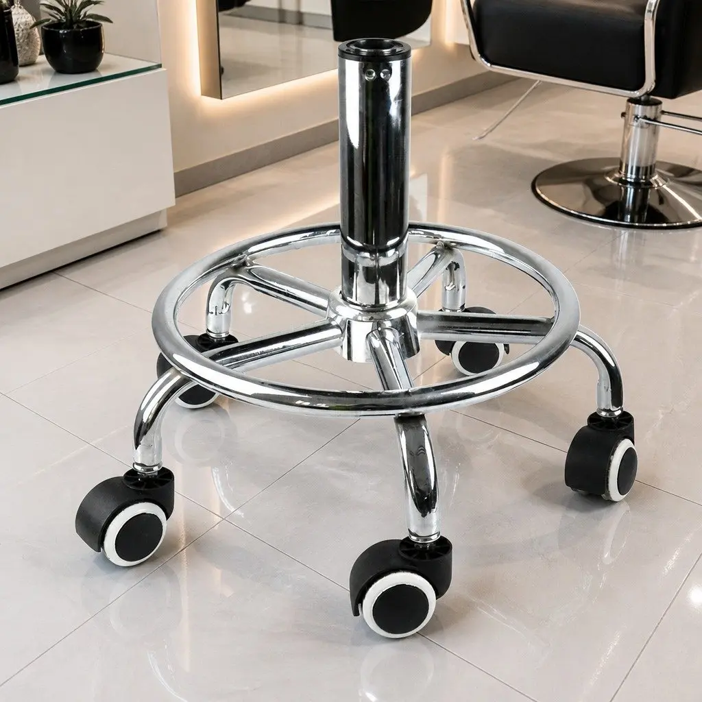 4x Swivel Bar Stools Height Adjustable Salon Hairdressing Chrome Footrest PU