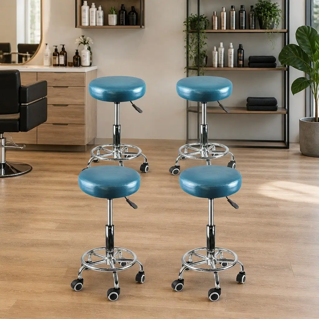 Swivel Bar Stools PU Leather Height Adjustable Teal 4 Piece