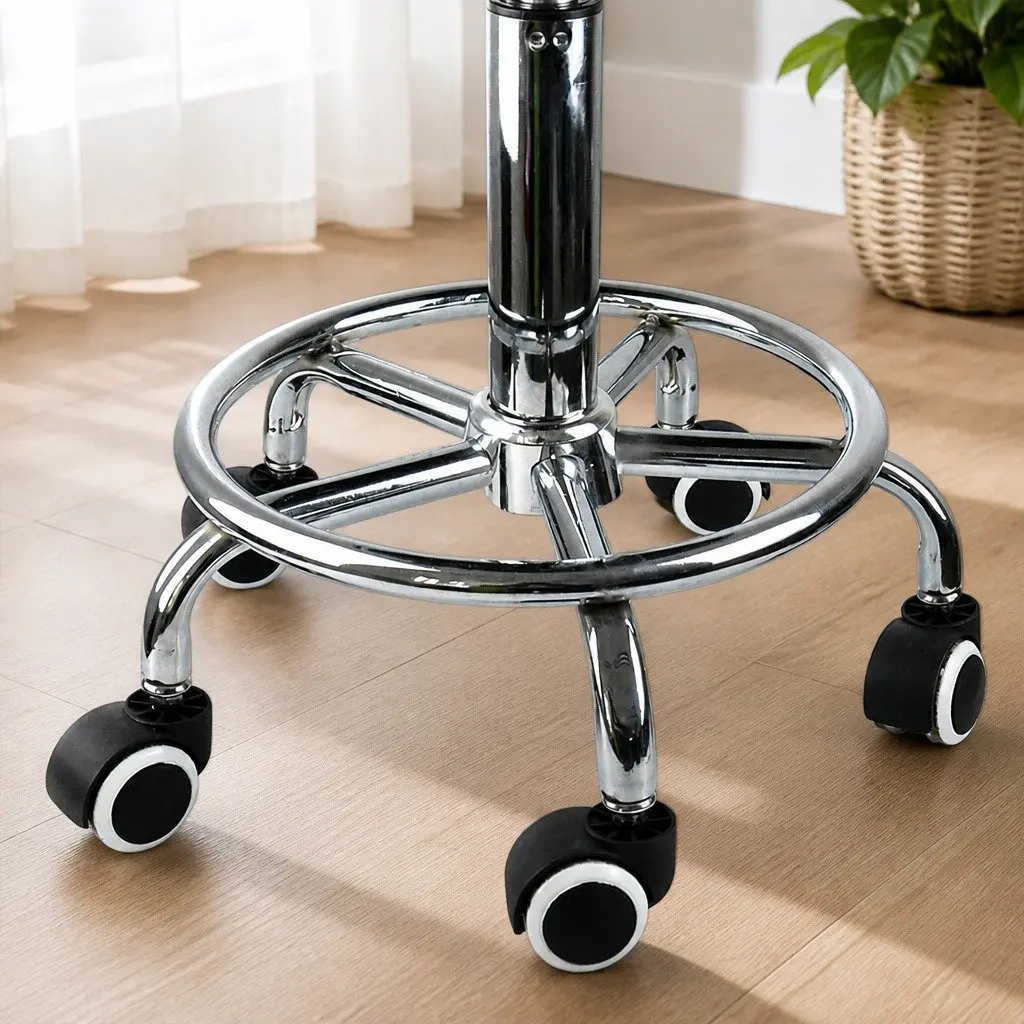 Salon Stool PU Leather Adjustable Red 360 Degree Swivel Chair with Steel Frame and Smooth Rolling Casters