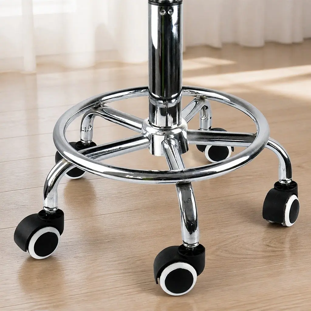 Salon Stool PU Leather High Density Foam 35cm x 35cm x 65cm Silver and Black