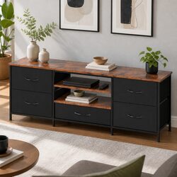 Stylish TV Stand Cabinet with 5 Drawers and Storage Shelves