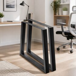 Industrial Black Trapezoid Metal Table Legs - Set of 2