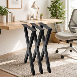 Sturdy X-Shaped Metal Table Legs Set of 2 - 71cm Height