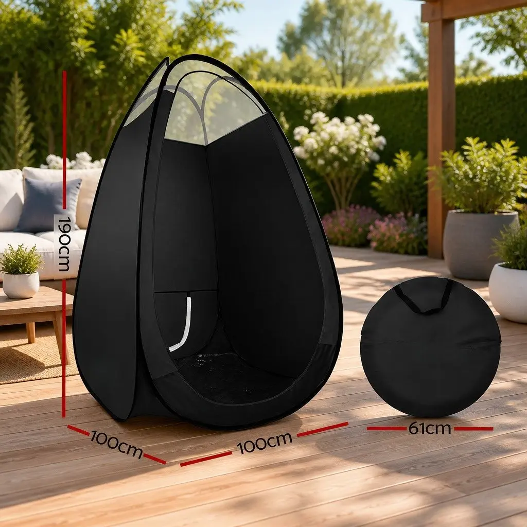 Spray Tanning Tent Portable Self-Erecting Washable Fabric 100 x 100 x 190 cm Black