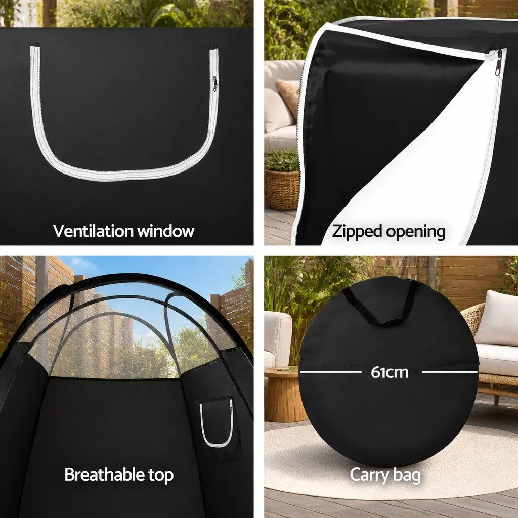 Spray Tanning Tent Portable Self-Erecting Washable Fabric 100 x 100 x 190 cm Black