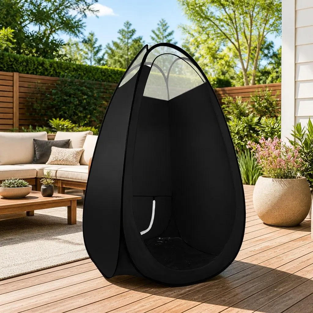 Spray Tanning Tent Portable Self-Erecting Washable Fabric 100 x 100 x 190 cm Black
