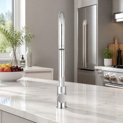 Kitchen Mixer Tap Round Basin Sink Faucet Chrome Gooseneck Swivel Single Double