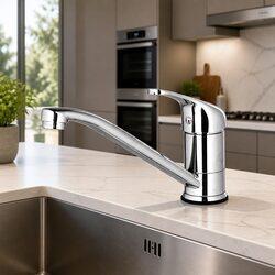Stylish Chrome Kitchen Mixer Tap with Rotatable Spout