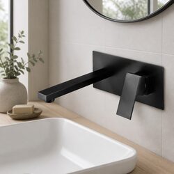Black Bathroom Basin Mixer Tap Wall Mounted Faucet Vanity Laundry Ceramic
