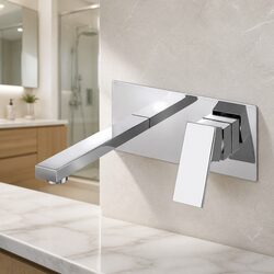 Wall Mixer Tap Basin Bathroom Faucet Chrome Vanity Laundry Separate Spout