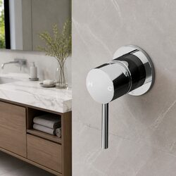 Basin Mixer Tap Wall Mount Shower Bathtub Chrome Faucet Round Single Lever