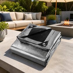 Durable Heavy Duty Poly Tarp 3.6x7.3m Silver-Black