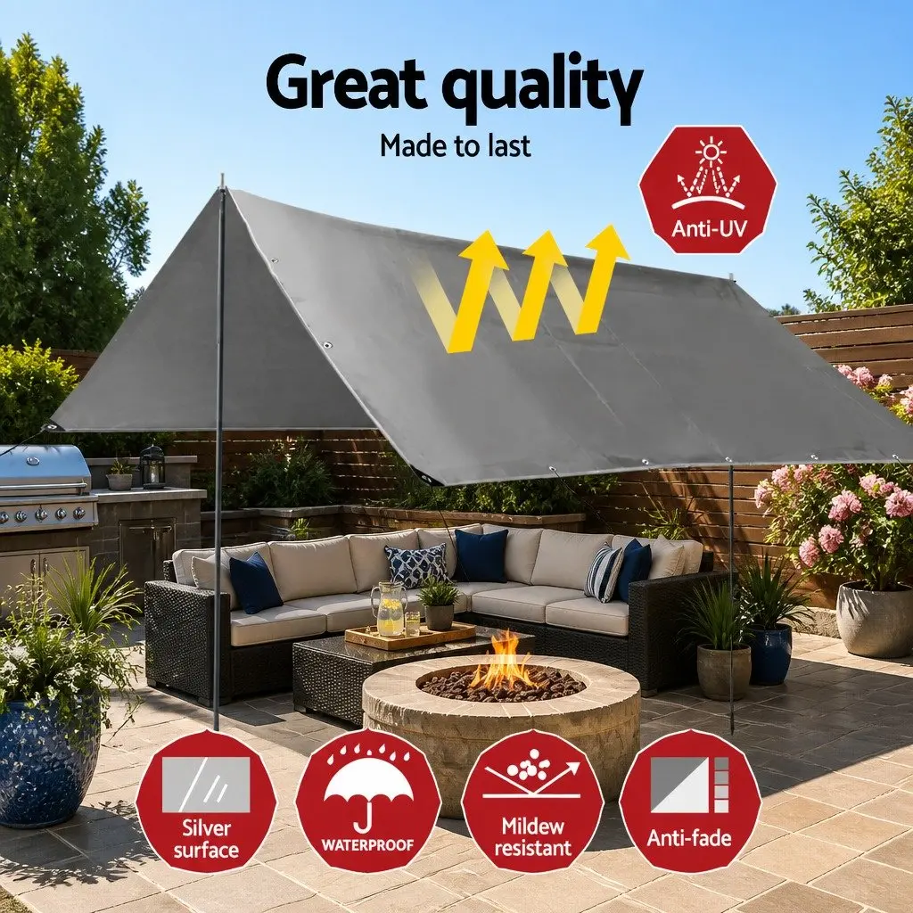 Heavy Duty Poly Tarp 3.6x7.3m Silver-Black