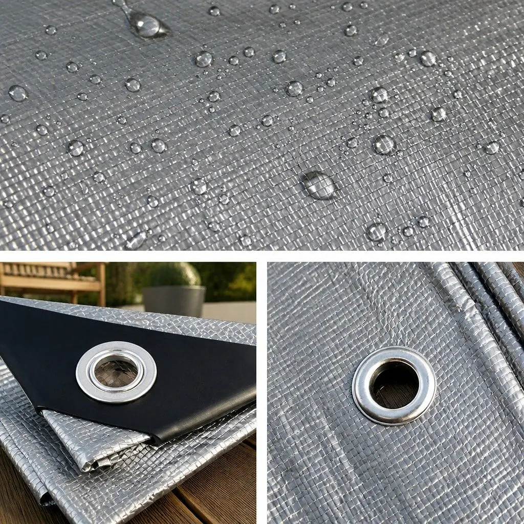 Heavy Duty Poly Tarp 7.3x9m Black Waterproof Cover