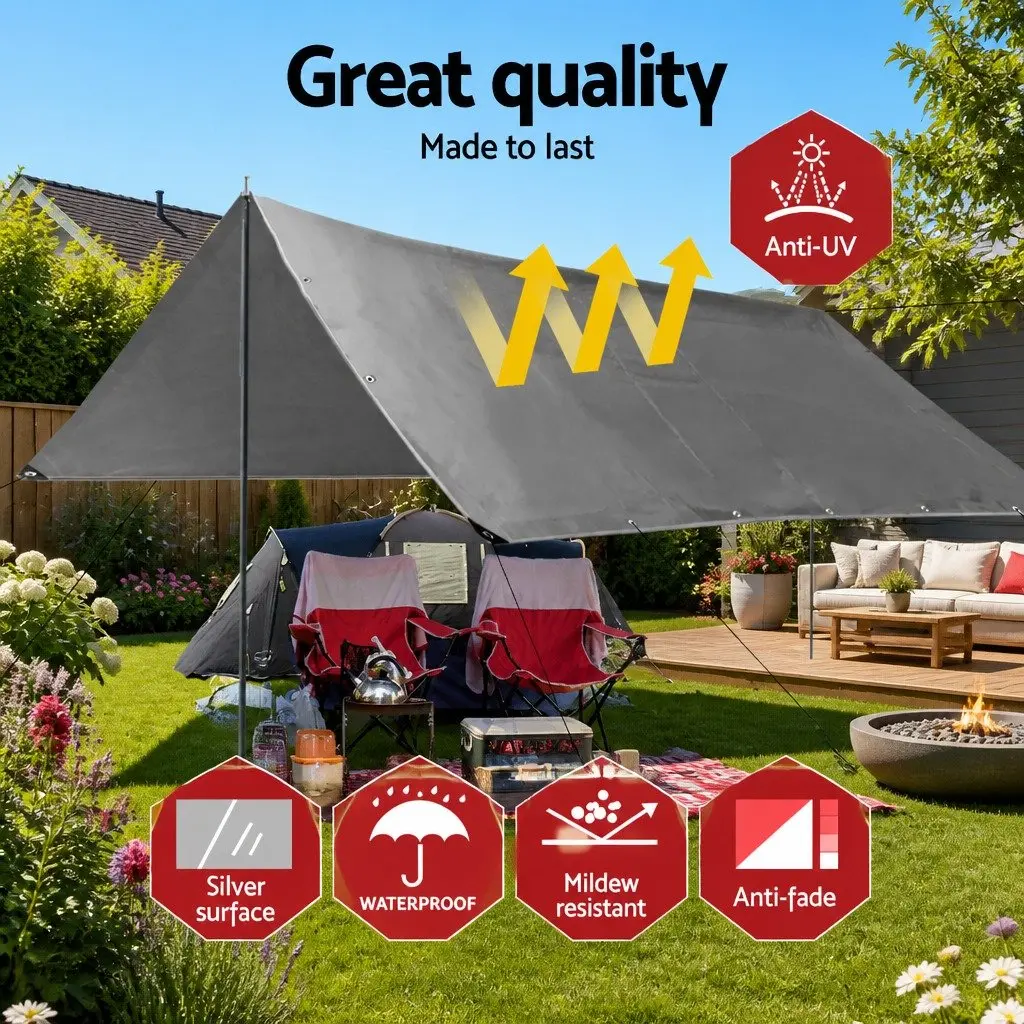 Poly Tarp High-Density Polyethylene 9x12m Silver-Black Heavy Duty Waterproof Camping Caravan Sun Shade Cover