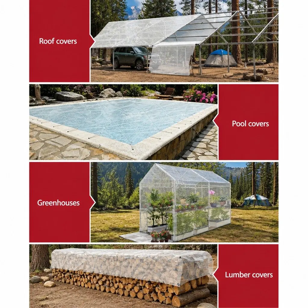 Heavy Duty Clear Waterproof Poly Tarp 3x4m
