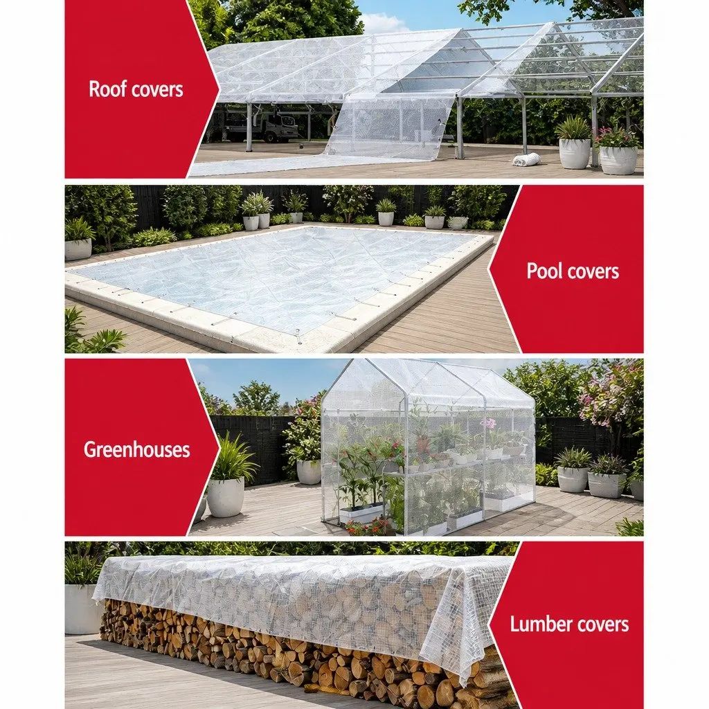 Poly Tarp PE 6x9m Clear Waterproof Heavy Duty Camping Cover