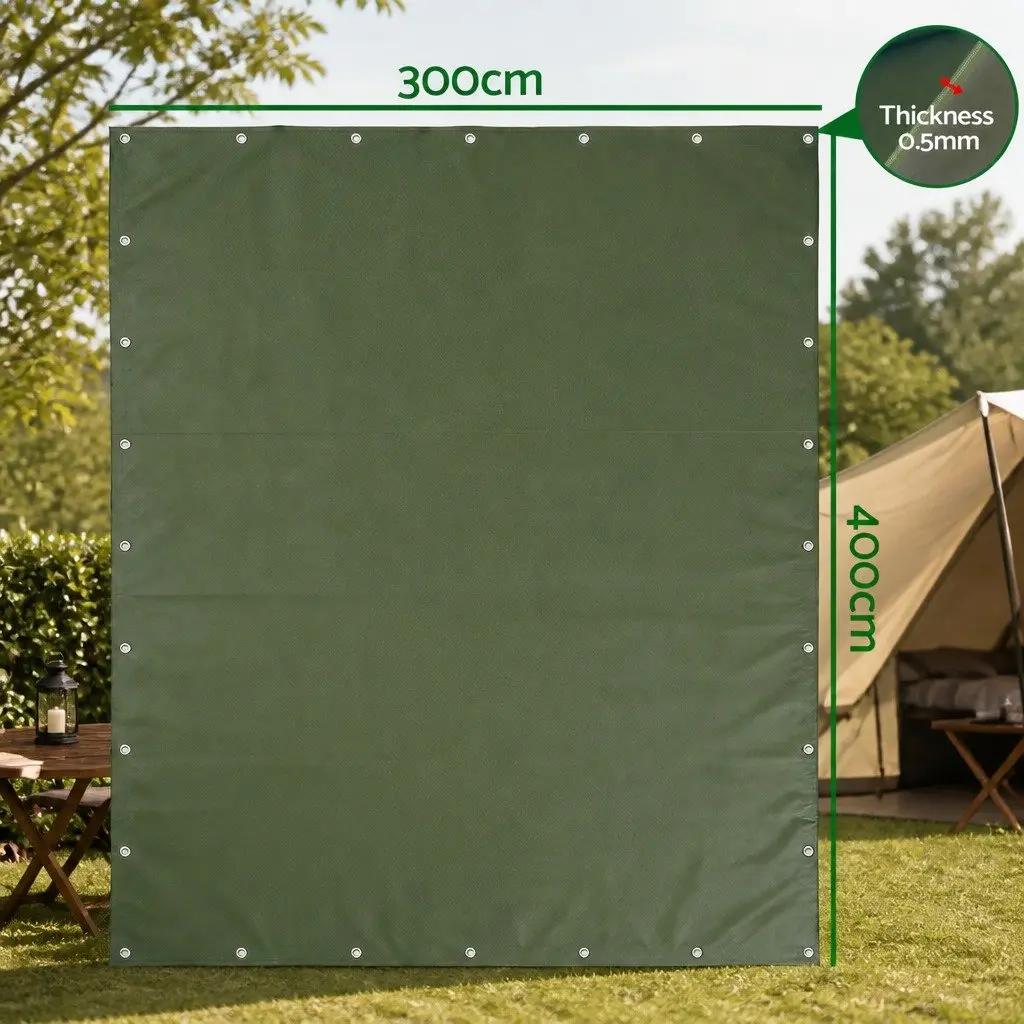 Heavy Duty Tarp Canvas 3x4m Green Waterproof UV Resistant Outdoor Cover