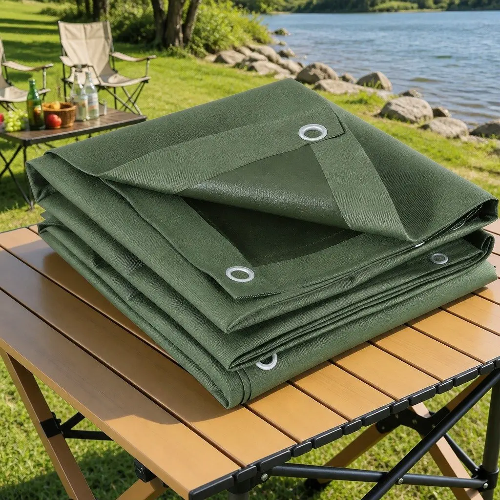 Heavy Duty Tarp Canvas 3x4m Green Waterproof UV Resistant Outdoor Cover