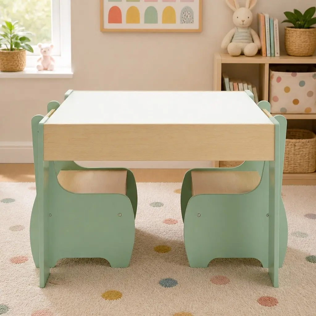 Kids Table and Chairs Set MDF 63cm x 61.5cm x 48cm Morandi Green