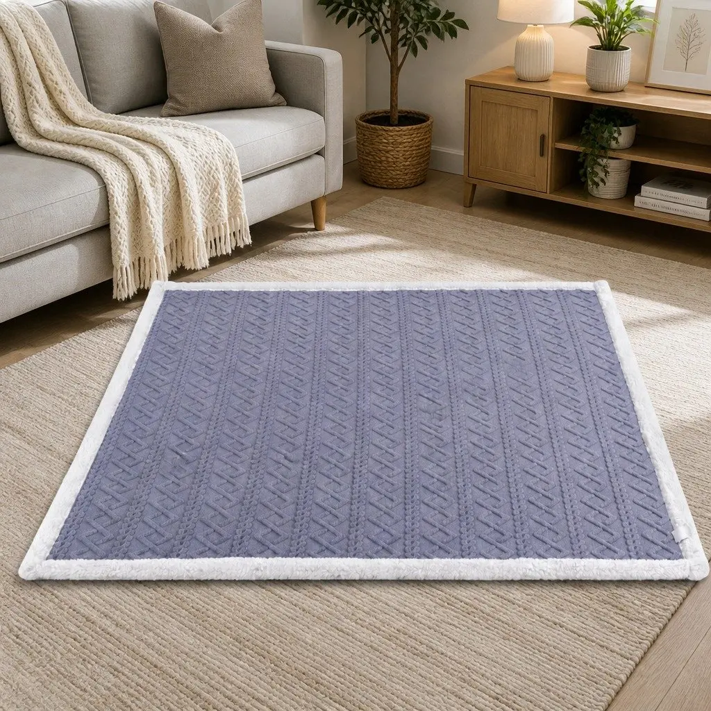 Fleece Throw Blanket Double-Sided 203x230cm Blue Lightweight Soft Warm