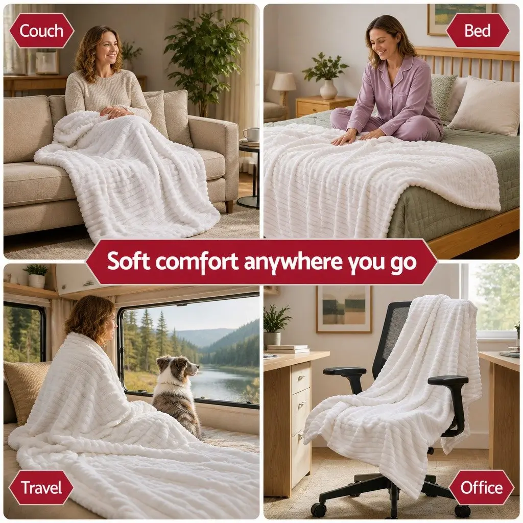 Throw Blanket 152x203cm Queen Fleece Lightweight Cosy Sofa Couch Bed Layer