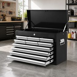 10 Drawer Tool Box Cabinet Chest Storage Organiser Garage Workshop Black Grey