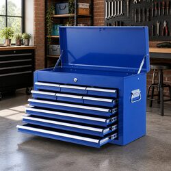 Blue Steel 10 Drawer Tool Box Cabinet for Garage Storage