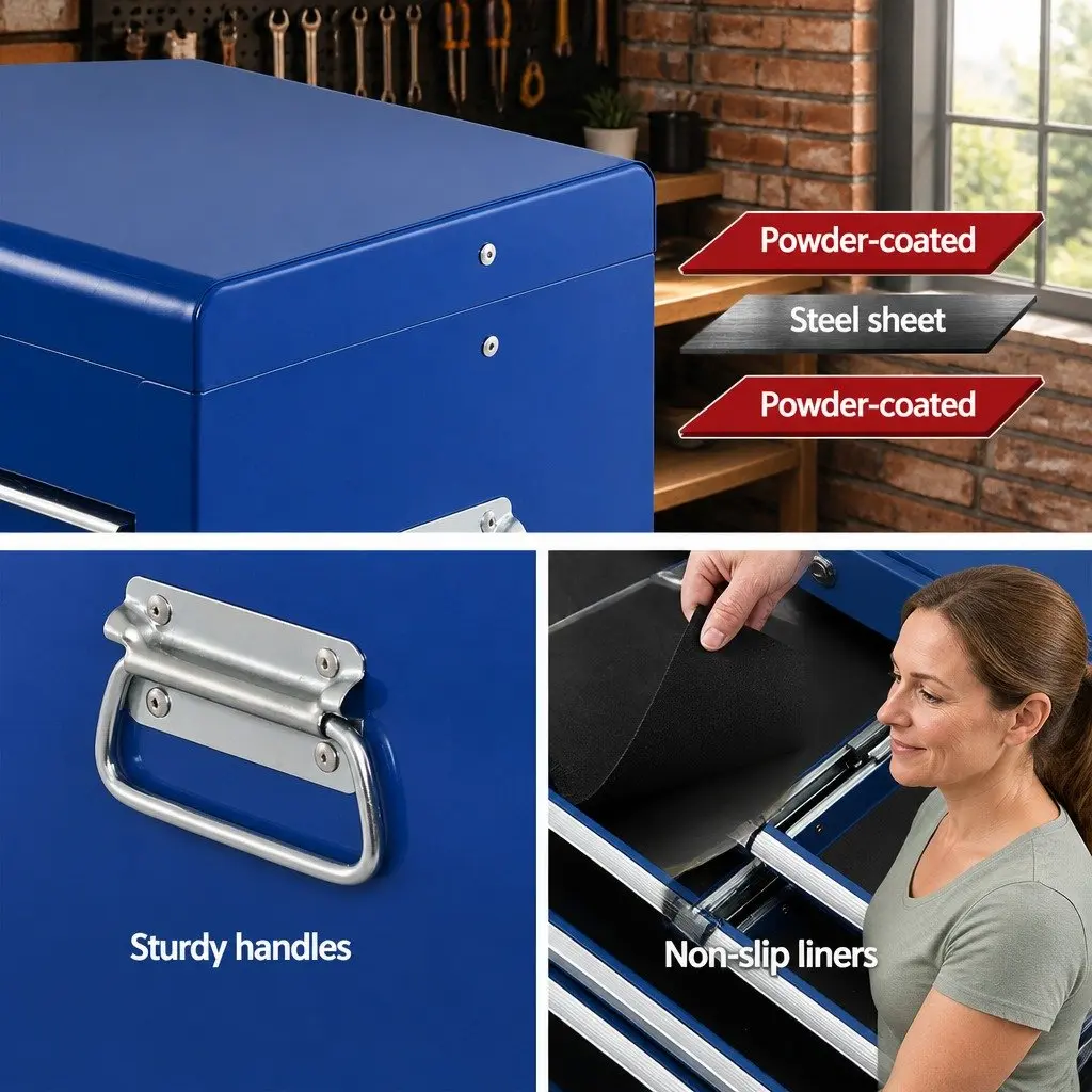 Blue Steel 10 Drawer Tool Box Cabinet for Garage Storage