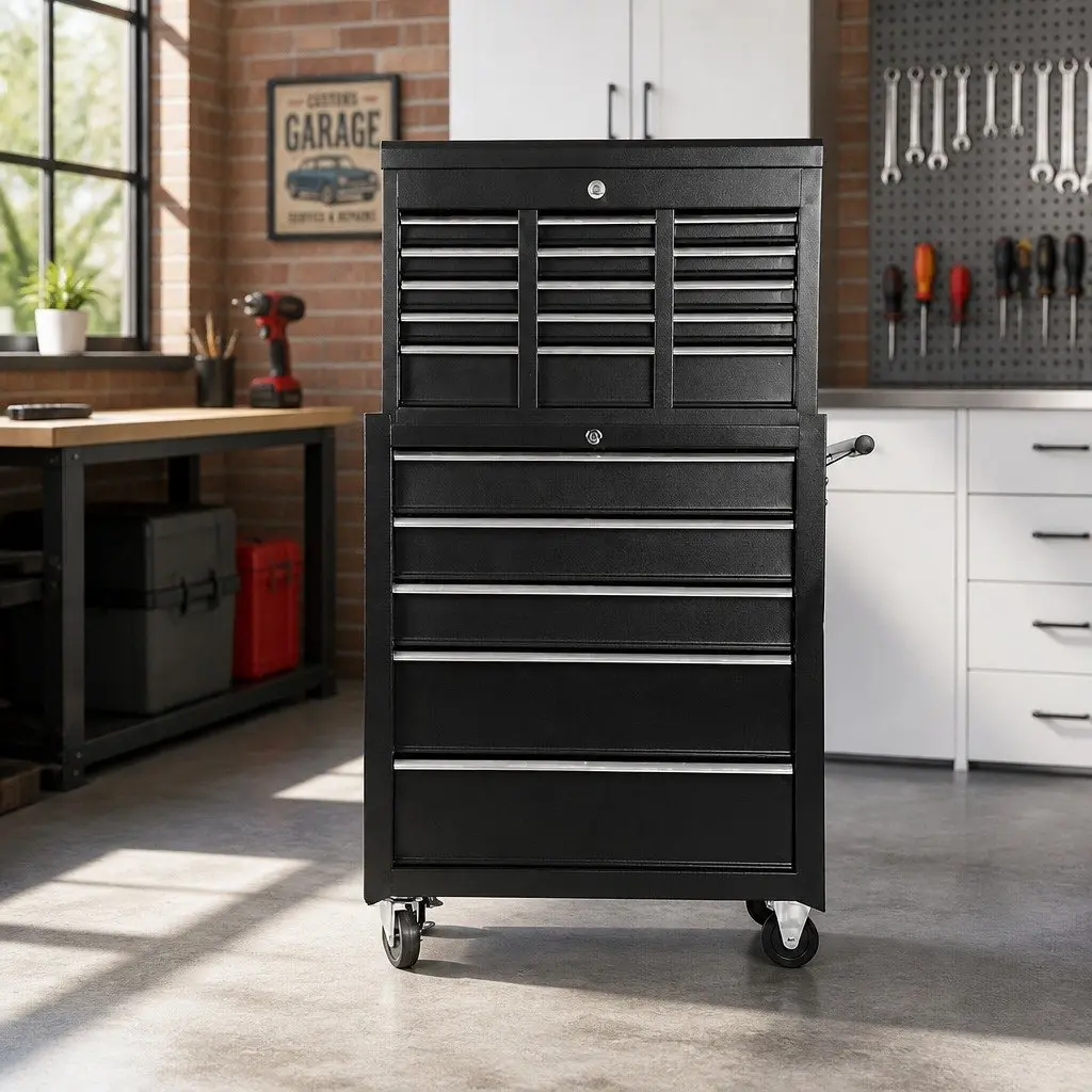 14 Drawer Tool Box Cabinet with Mobile Trolley