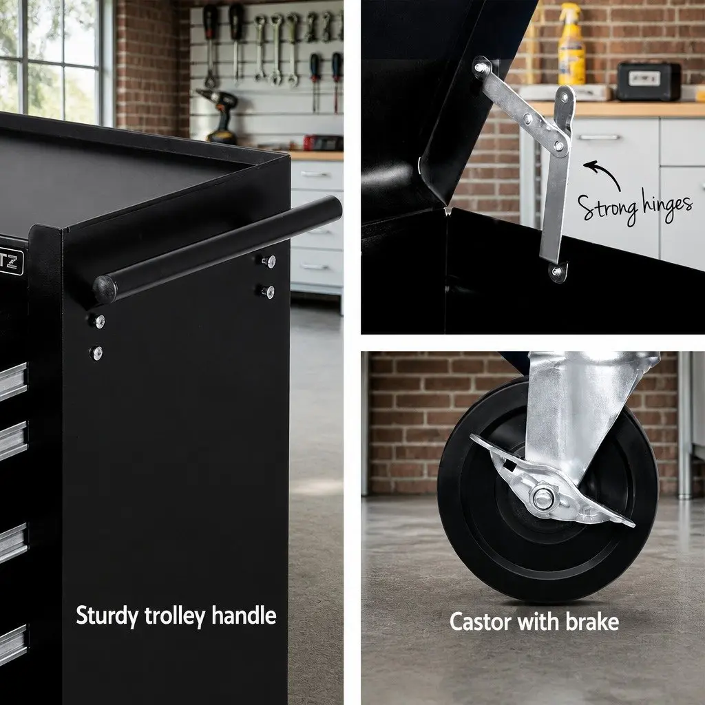 14 Drawer Tool Box Cabinet with Mobile Trolley